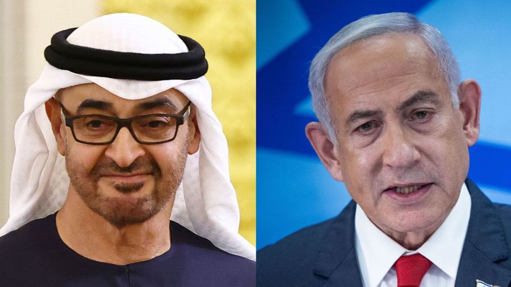 Benjamin Netanyahu (R) and Mohammed bin Zayed (L)