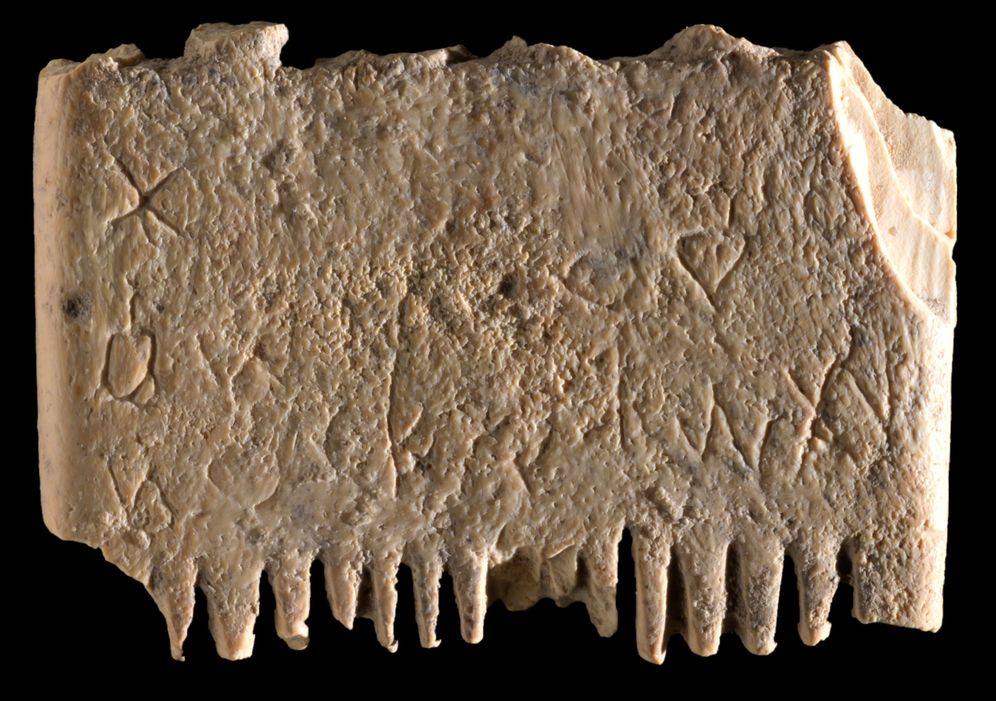 The ivory comb bearing the sentence in the Canaanite language.