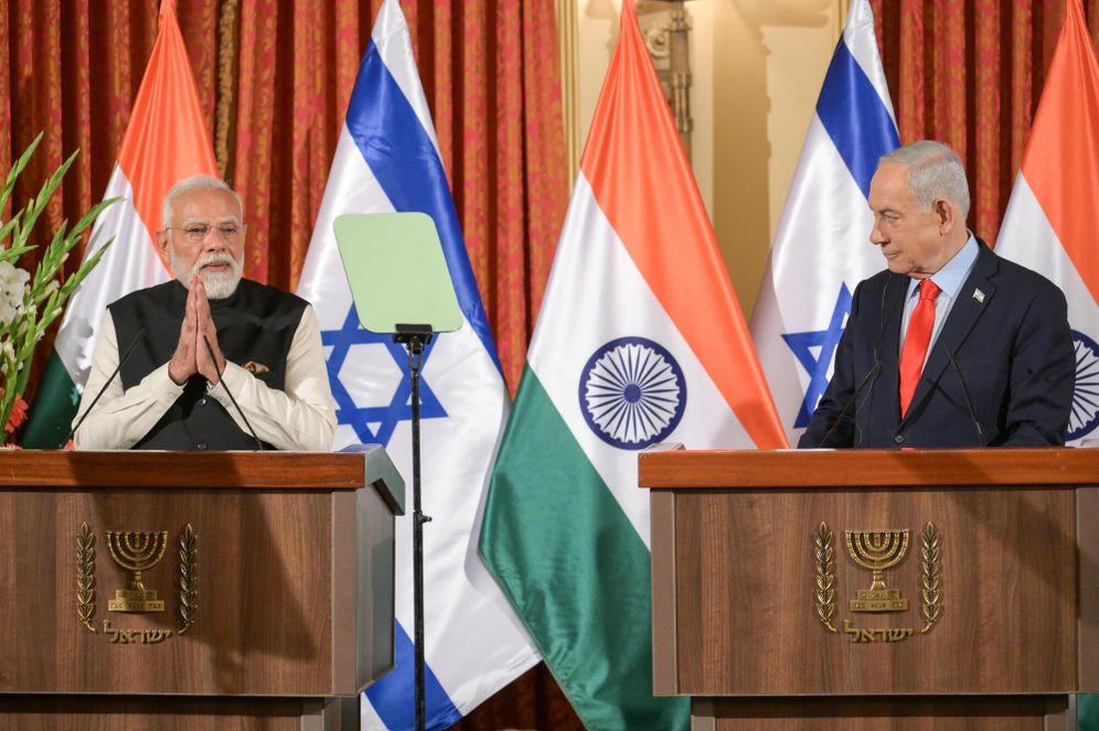 Les chefs des gouvernements israélien et indien, Benjamin Netanyahou et Narendra Modi, à Jérusalem, le 26.02.2026