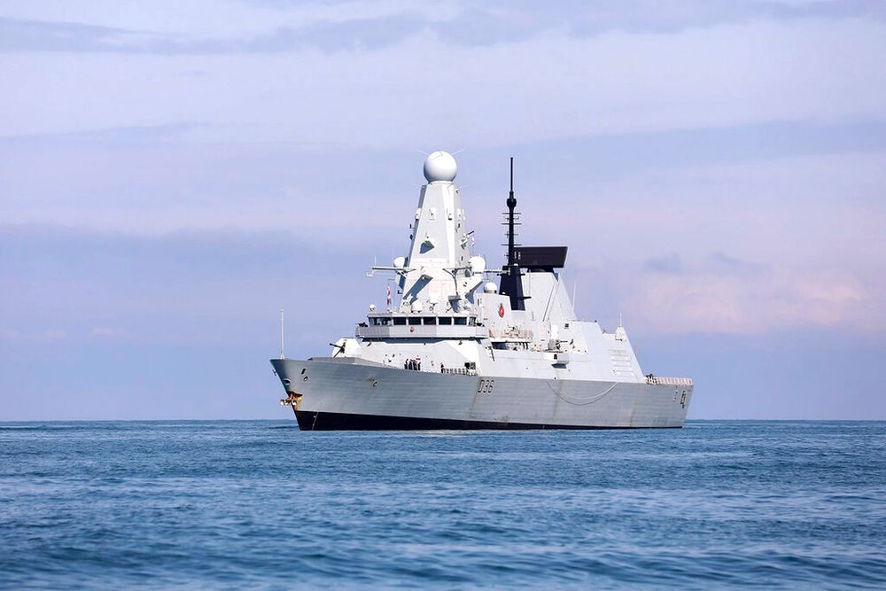 Following tensions in the Black Sea, the British destroyer HMS Defender arrives at the port of Batumi, Georgia, June 26, 2021.