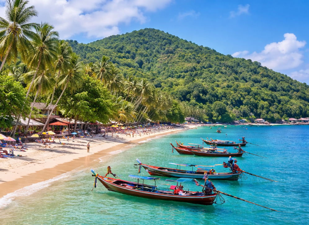 Vue de l’île touristique de Koh Phangan, en Thaïlande.