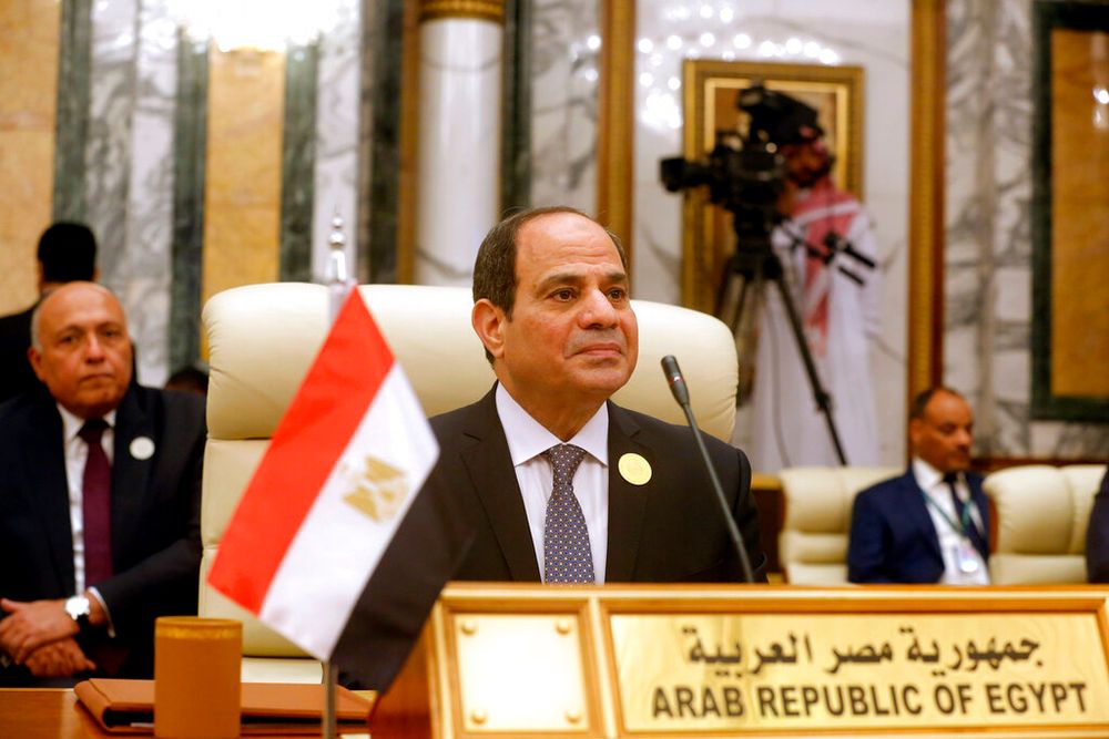 Egyptian President Abdel Fattah el-Sisi attends an emergency summit of Gulf Arab leaders in Mecca, Saudi Arabia.
