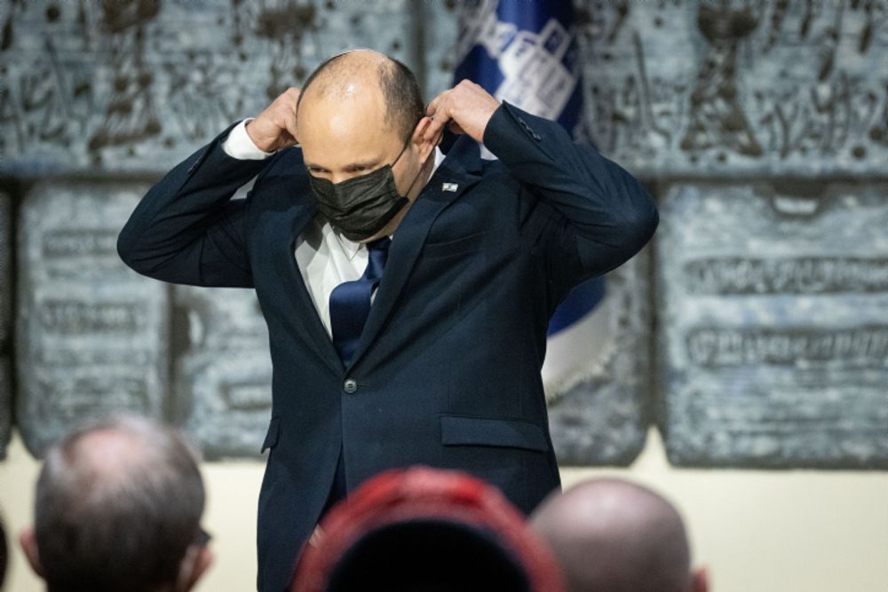 O primeiro-ministro de Israel, Naftali Bennett, na residência do presidente em Jerusalém em 21 de julho de 2021.