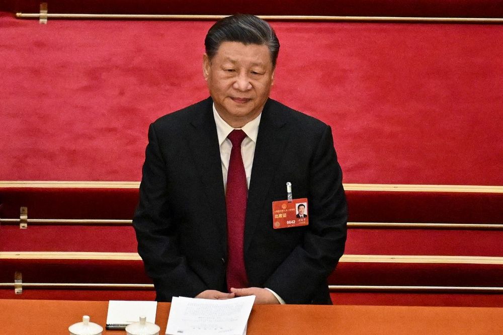 Chinese President Xi Jinping at the opening session of the National People's Congress in Beijing.