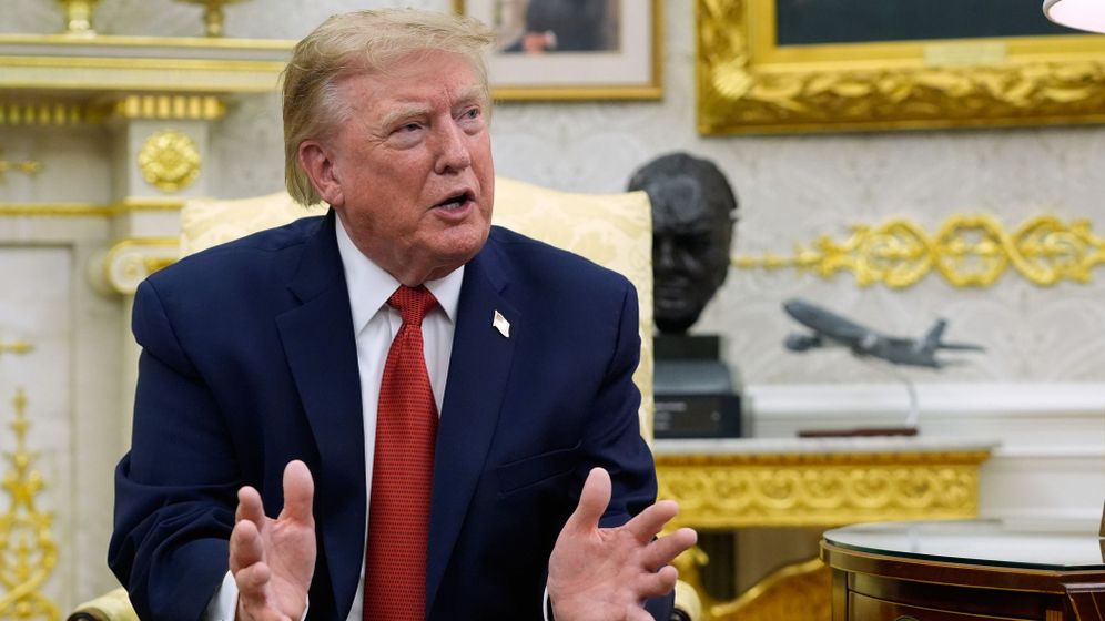 AP Photo/Manuel Balce Ceneta President Donald Trump speaks as he meets with lifeguard Ryder Williams in the Oval Office of the White House, Monday, Aug. 17, 2026, in Washington.
