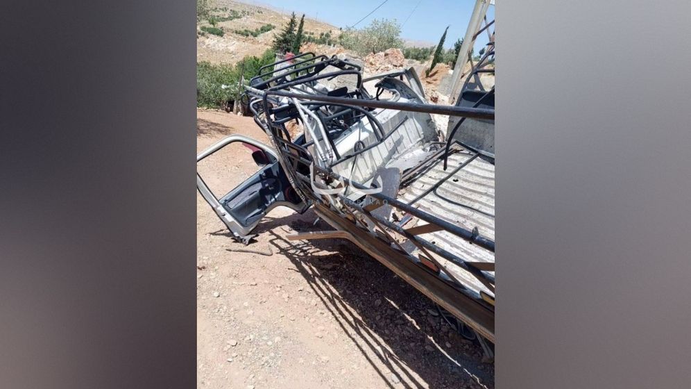 Syrian vehicle allegedly hit by an Israeli drone 