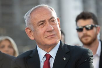 Head of opposition Benjamin Netanyahu seen during an inauguration ceremony of a new neighborhood in Beit El, in the West Bank, July 12, 2022.