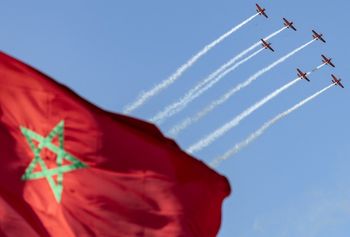 عرضت طائرات القوات المسلحة الملكية المغربية فوق مدينة المضيق بمناسبة الذكرى الرابعة والعشرين لتولي الملك محمد السادس العرش في 30 يوليو 2023.