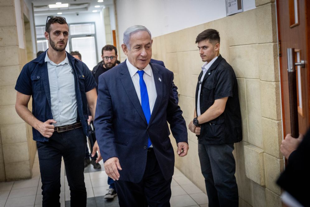 Yonatan Sindel/Flash90 Le Premier ministre Benjamin Netanyahou au tribunal de district de Jérusalem le 29 juin 2023