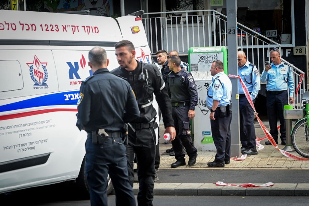 Israeli security forces at the scene where the body of a Palestinian attacker suspected of killing an 84-year-old woman was found in central Tel Aviv, Israel, on September 21, 2022.