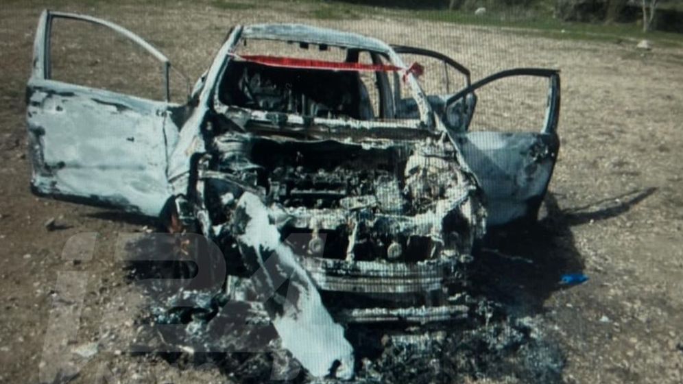 רכב שרוף, של נעדר תושב ירושלים, שאותר באזור בו אותרה הגופה, היום