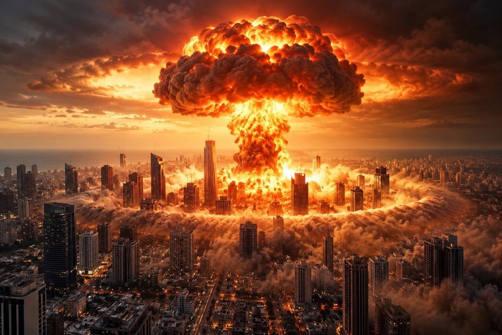 X / Benjamin Netanyahou Illustration d'une explosion nucléaire à Tel Aviv publiée par Benjamin Netanyahou sur son compte X, le 25 octobre 2026, pour alerter sur la menace iranienne.