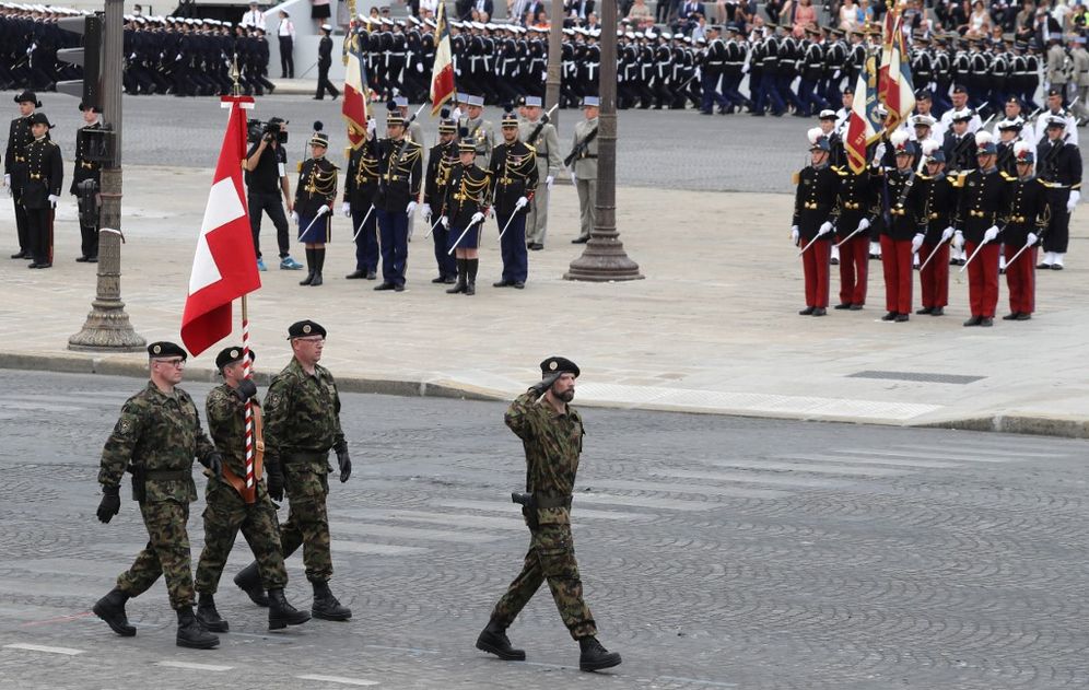 Illustrative: Swiss troops attend the annual Bastille Day military ceremony on the Place de la Concorde in Paris, on July 14, 2020.