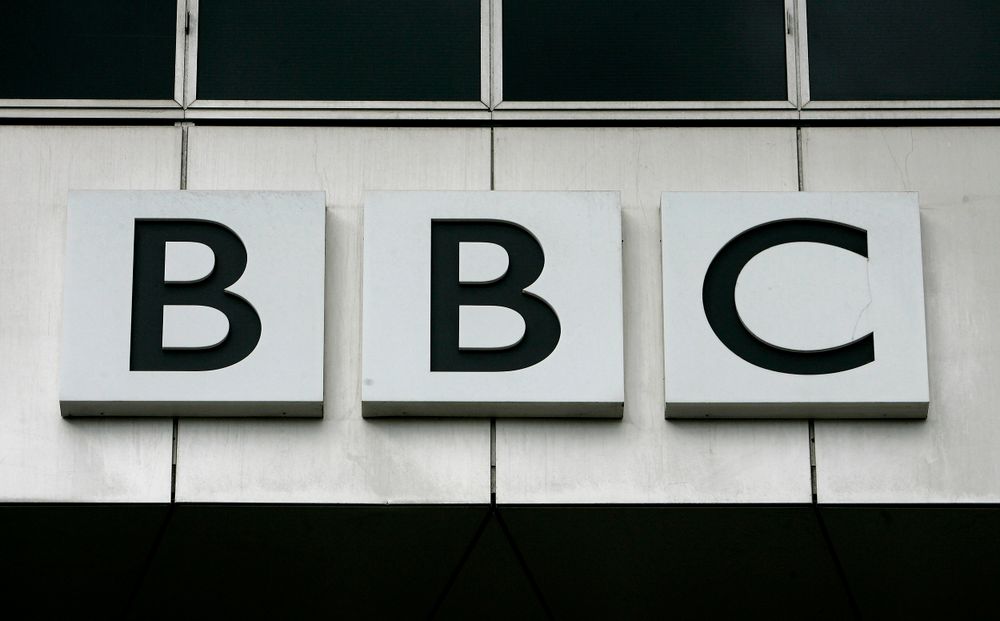 The logo of the British Broadcasting Corporation, in White City in London, United Kingdom, on October 17, 2007.