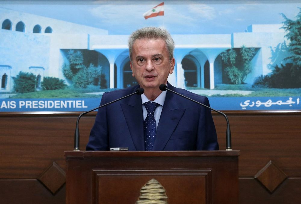 A handout picture provided by Lebanese photo agency Dalati and Nohra shows Lebanon's Central Bank Governor Riad Salameh in Baabda, Lebanon, on June 3, 2021.