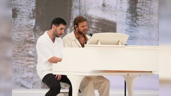 Captivity survivor Alon Ohel and wounded IDF soldier Dvir Boblil at the President's Distinguished Servicemen Ceremony