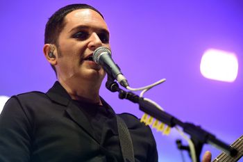 British singer Brian Molko of the Placebo's band performs on stage in Bourges, France.