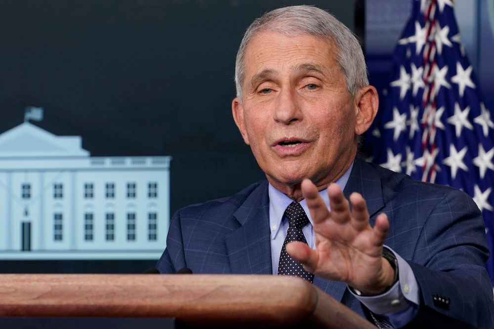 Dr. Anthony Fauci, director of the National Institute for Allergy and Infectious Diseases, speaks during a news conference at the White House in Washington, US, on November 19, 2020.