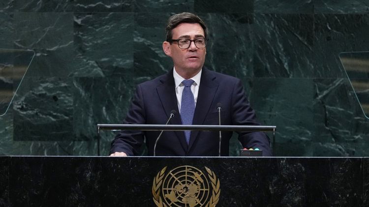 Britain's Prime Minister Andy Burnham addresses the 81st session of the United Nations General Assembly at U.N. headquarters Tuesday, Sept. 22, 2026.