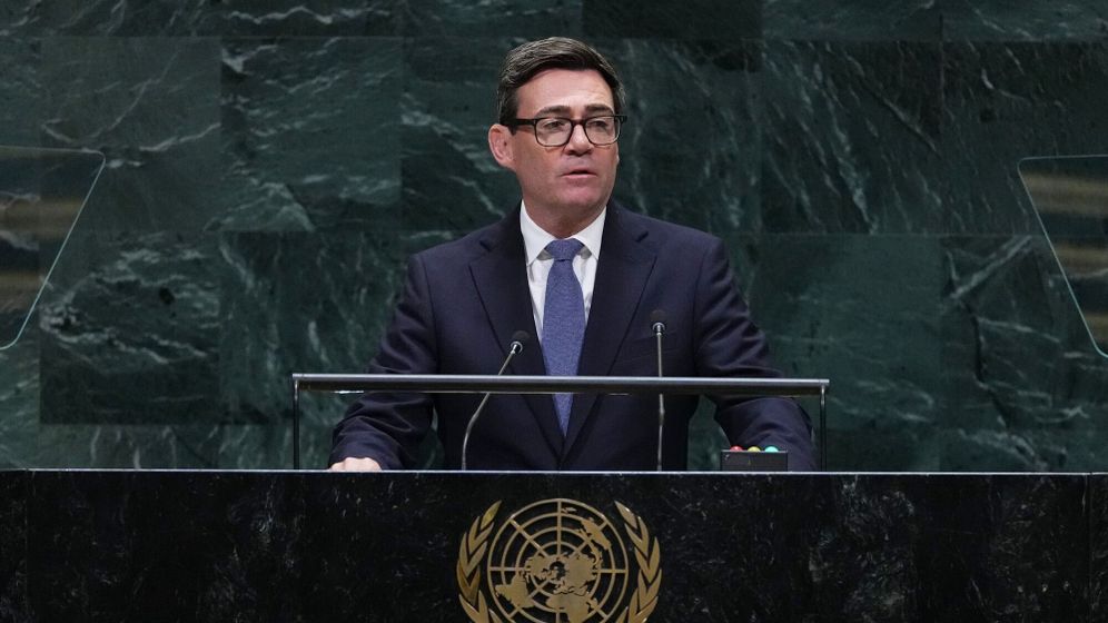 Britain's Prime Minister Andy Burnham addresses the 81st session of the United Nations General Assembly at U.N. headquarters Tuesday, Sept. 22, 2026. 
