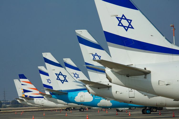 El Al airplanes at the Ben Gurion International Airport in Israel.