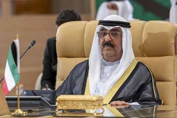 Kuwait's Crown Prince Mishal al-Ahmad al-Jaber al-Sabah attending the Middle East Green Initiative Summit in the Saudi capital Riyadh, October 25, 2021.