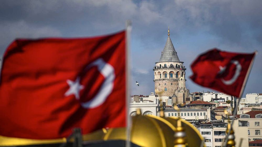 Turkish national flags fly in Istanbul, Turkey on December 6, 2020.