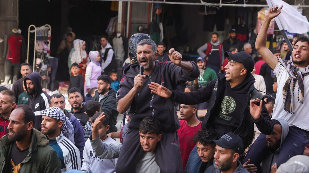 Palestinians demonstrating against Hamas in the Gaza Strip