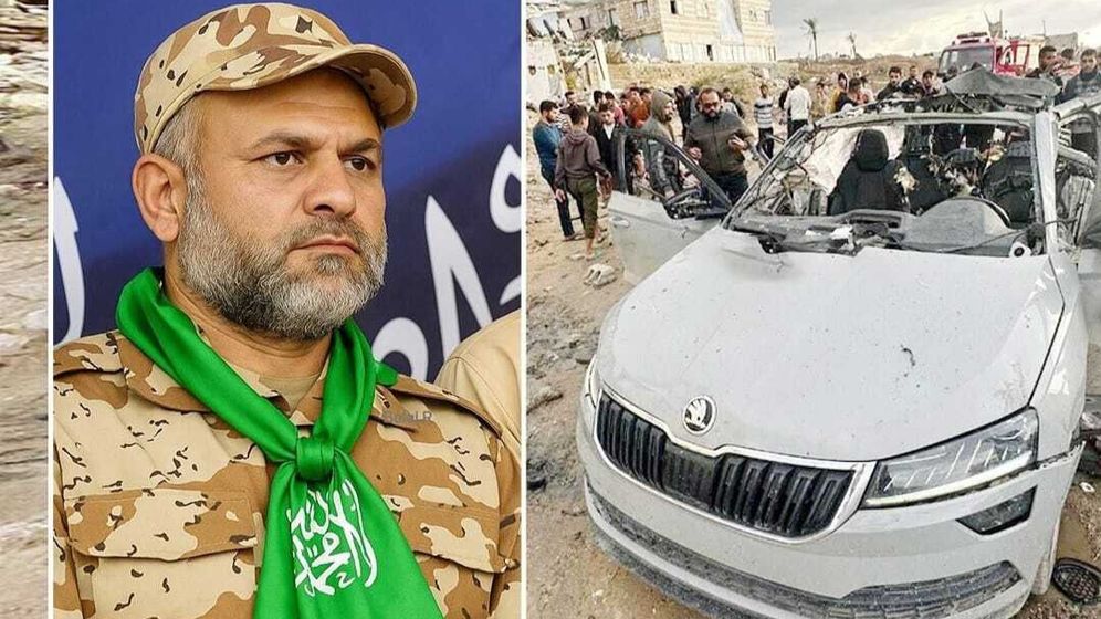 The vehicle of Hamas chief Ra'ad Sa'ad after the IAF strike