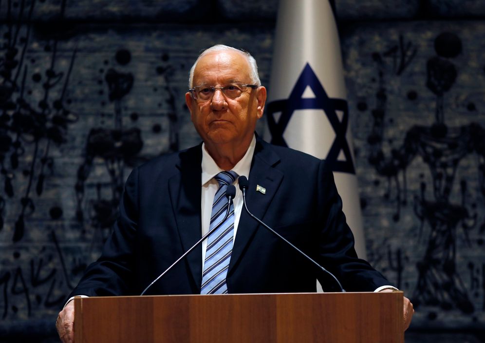 Le président israélien Reuven Rivlin lors d'une allocution à sa résidence de Jérusalem le 17 avril 2019