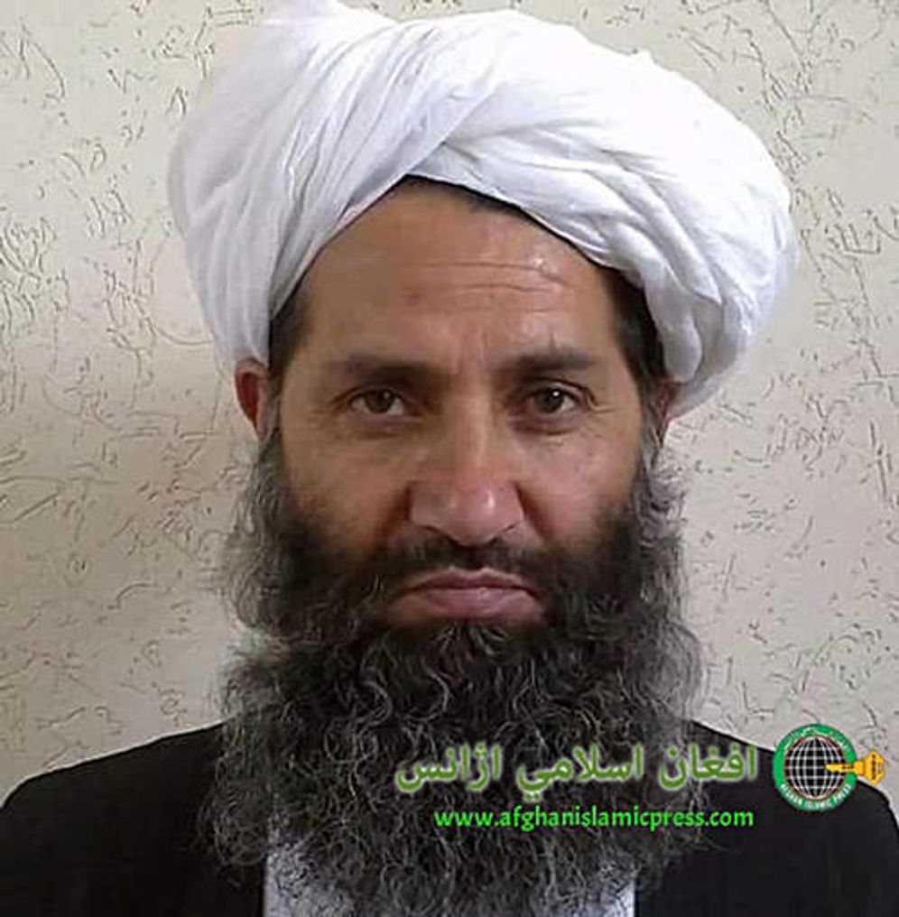 In this undated and unknown location photo, the leader of the Taliban Mullah Haibatullah Akhundzada poses for a portrait, published May 25, 2016.