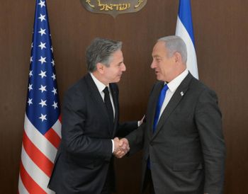 U.S. Secretary of State Antony Blinken (L) with Israel's Prime Minister Benjamin Netanyahu in Jerusalem.