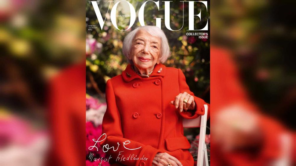 Margot Friedländer, 102, on cover of July/August edition of Vogue Germany, 2024.