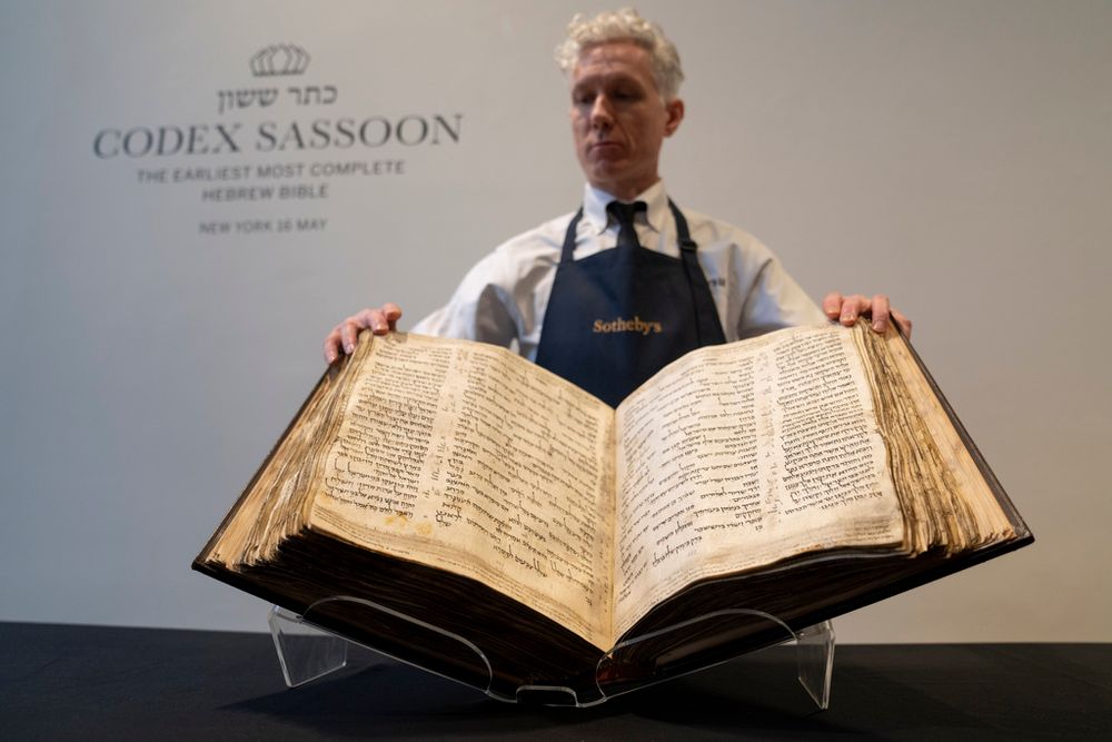 Sotheby's unveils the Codex Sassoon for auction, in New York, United States.