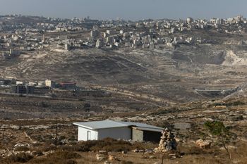 View of the illegal West Bank settlement outpost of Ramat Migron,