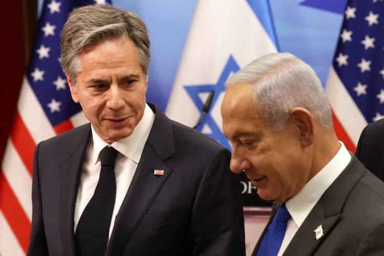 Le secrétaire d'État américain Antony Blinken et le Premier ministre israélien Benjamin Netanyahou lors d'une conférence de presse conjointe, le 30 janvier 2023 à Jérusalem.