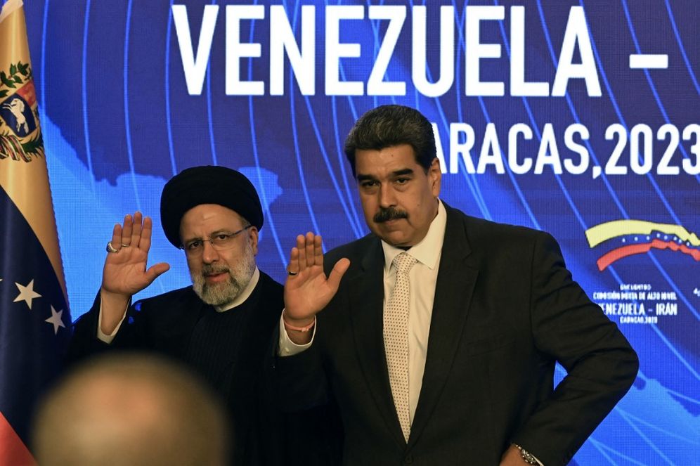 Iranian President Ebrahim Raisi and his Venezuelan counterpart Nicolas Maduro, in Caracas, Venezuela, on June 12, 2023