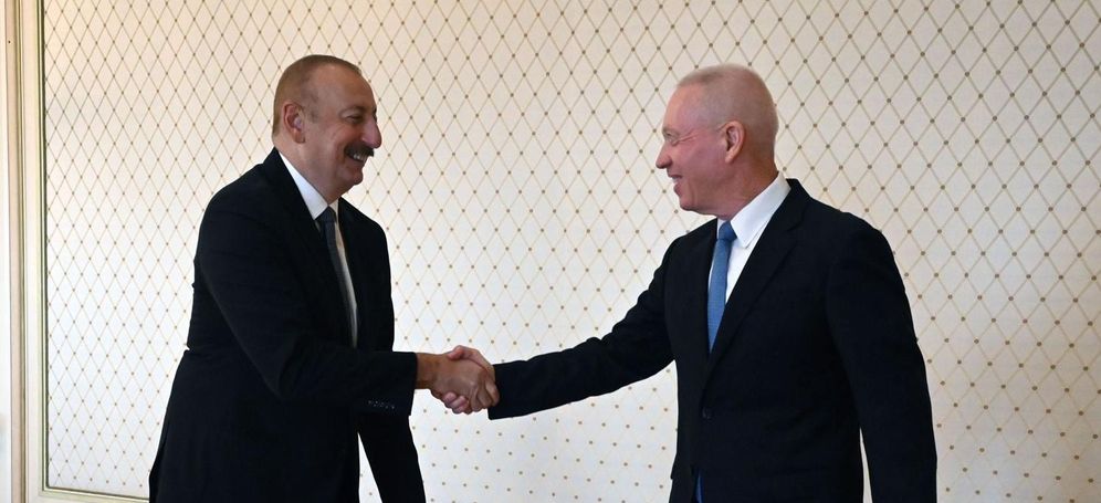 The Azerbaijan President Ilham Aliyev and the Israeli Defense Minister Yoav Gallant meeting in Baku, Azerbaijan.