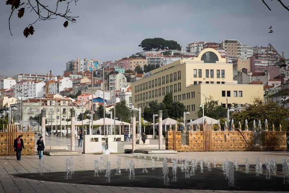 View from Rossio Square in the city of Lisbon, Portugal, on November 30, 2018.