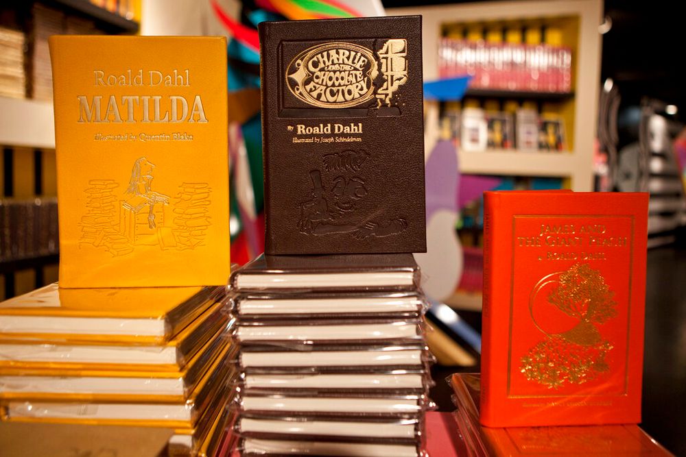 Books by Roald Dahl are displayed at a bookstore in New York, United States.