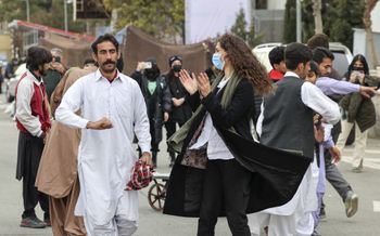 People from the cities of Sistan-Baluchistan province gather in Tehran, Iran.