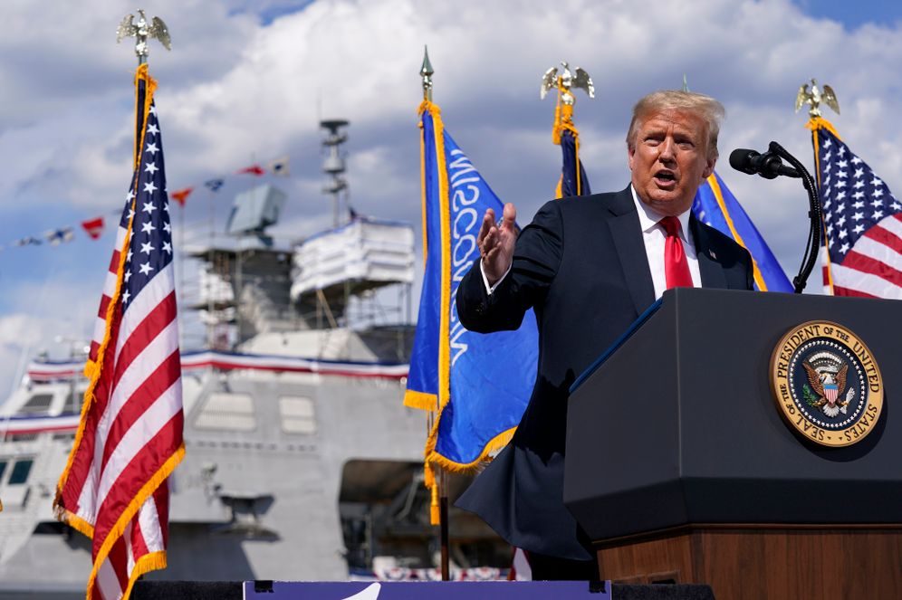 President Donald Trump speaks during a visit to Fincantieri Marinette Marine, Thursday, June 25, 2020, in Marinette, Wis. 