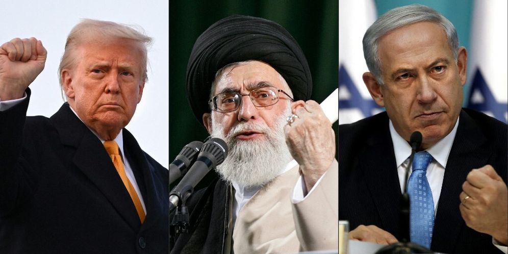 American President Donald Trump, Ayatollah Ali Khamenei, Israeli Prime Minister Benjamin Netanyahu