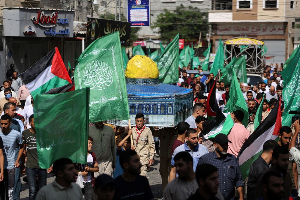Hamas rally in solidarity with Palestinian prisoners in Israeli jails, Jabalia camp, northern Gaza Strip, October 15, 2021.