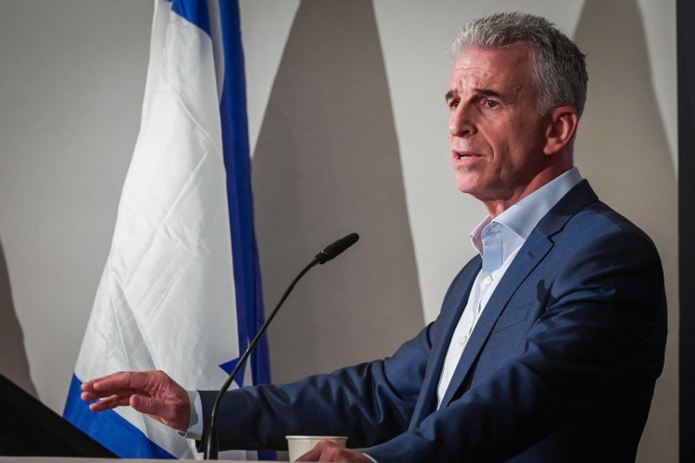 Mossad Director David Barnea speaks during a Conference of the Institute for National Security Studies (INSS), in Tel Aviv, on September 10, 2023.