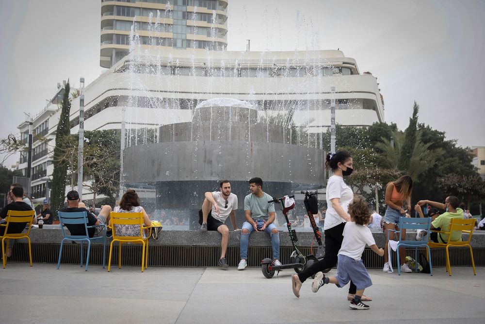 Israelis enjoy a day off work in Tel Aviv, during elections day, March 23, 2021.