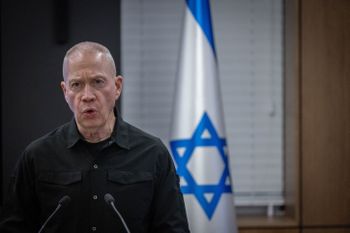 FILE - Israeli Defense Minister Yoav Gallant holds a press conference in Jerusalem.