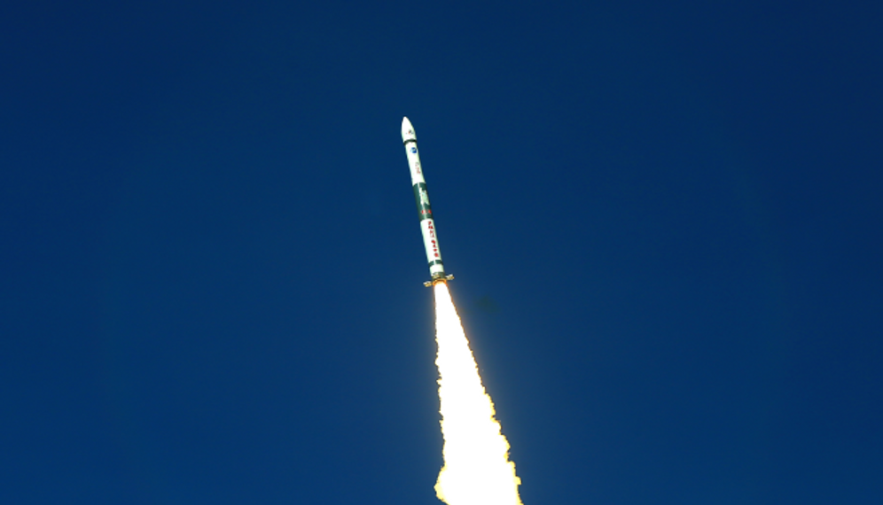 STR via AFP A Kuaizhou-1A rocket bearing the slogan "Heroic Wuhan, Great China" lifts off from the Jiuquan Satellite Launch Center in northwest China, carrying two communications satellites on May 12, 2020