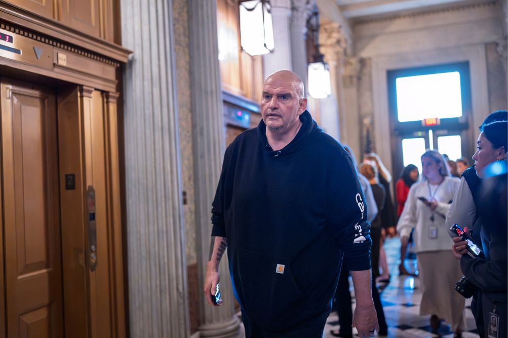 AP Photo/J. Scott Applewhite Sen. John Fetterman, D-Pa., arrives as senators prepare for a vote on an Iran war resolution sponsored by Sen. Tim Kaine, D-Va., at the Capitol in Washington, Wednesday, March 4, 2026.