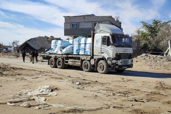 Aide humanitaire à l'entrée de la bande de Gaza, janvier 2025 